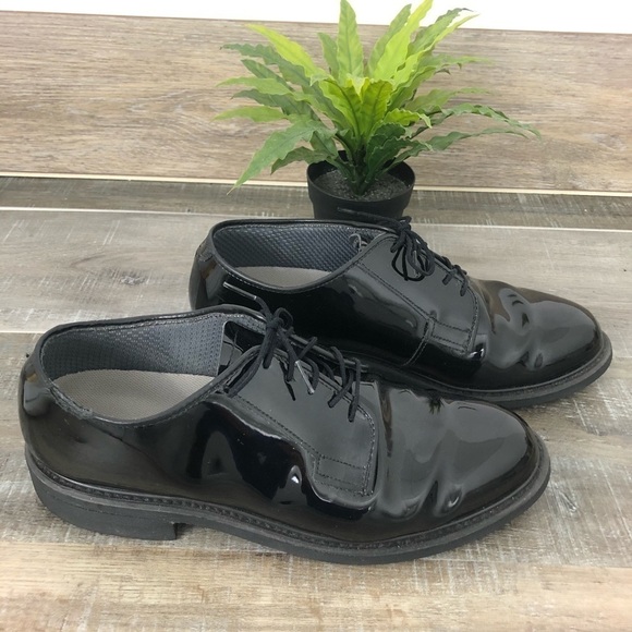 BATES Vibram Mens Black Patent Leather Shoe Size 9.5 - Picture 1 of 10